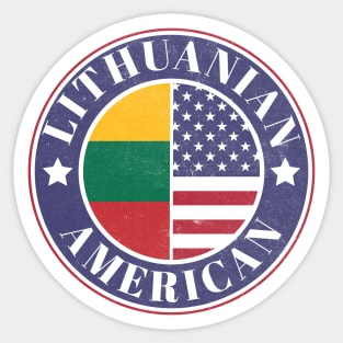 Proud Lithuanian-American Badge - Lithuania Flag Sticker